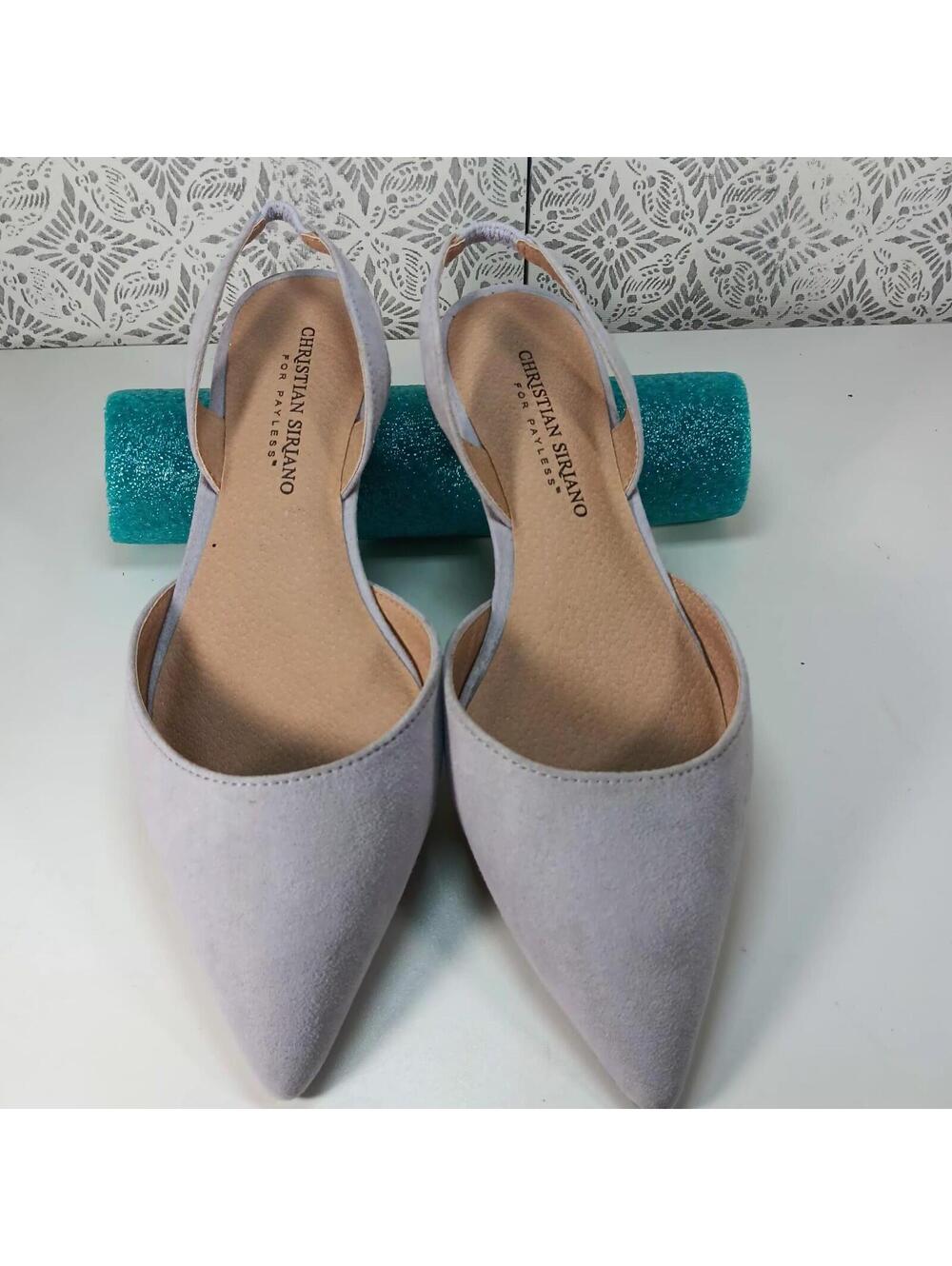 Christian Siriano For Payless Heels Pointed Toe Faux Suede Purple Strap Sz 7.5US